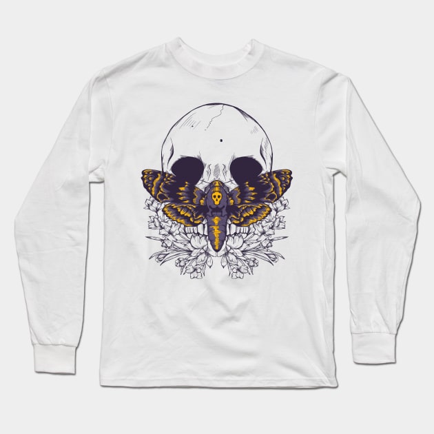 Death Moth Skull Long Sleeve T-Shirt by Jess Adams